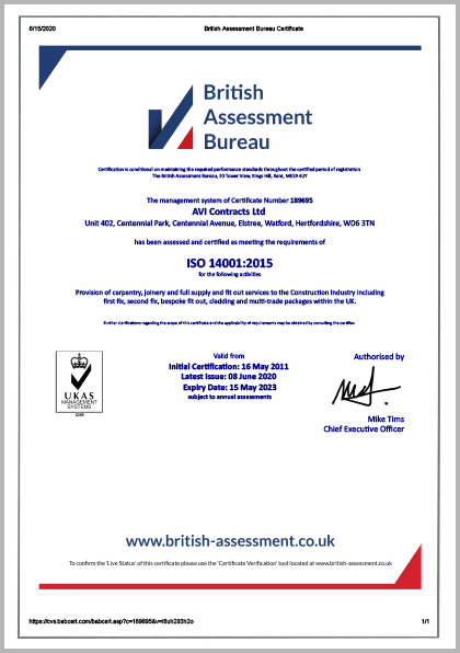 ISO 14001 | Avi Contracts Ltd